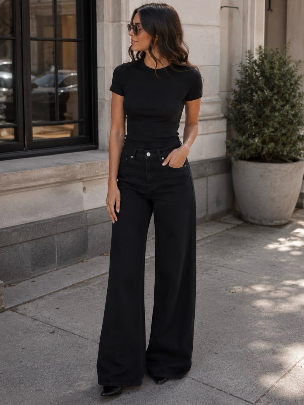 Joe's Jeans Black Wide Leg Flare Jeans- Mia style coated